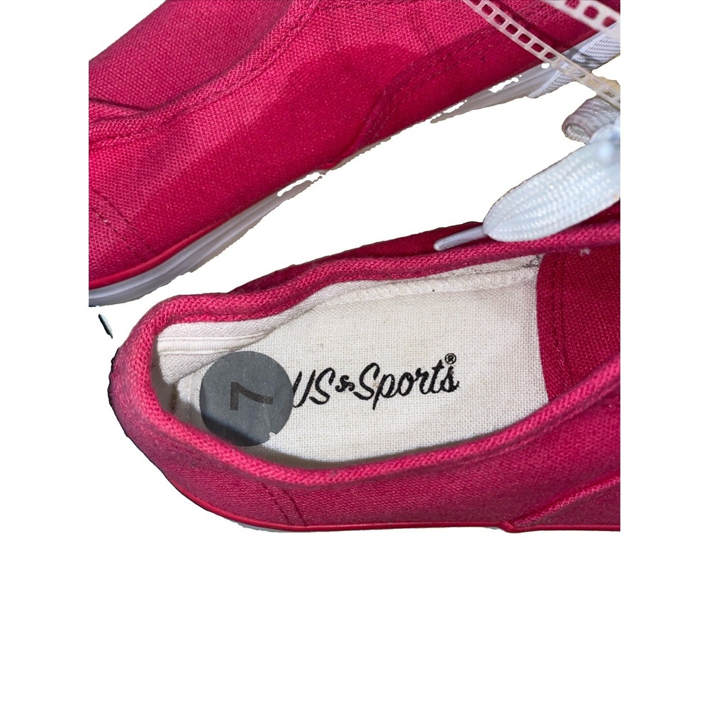 US Sports Denim Sneakers Women 7 Retro Pink Lace Up Shoes No Laces. New Sneakers - Picture 3 of 5